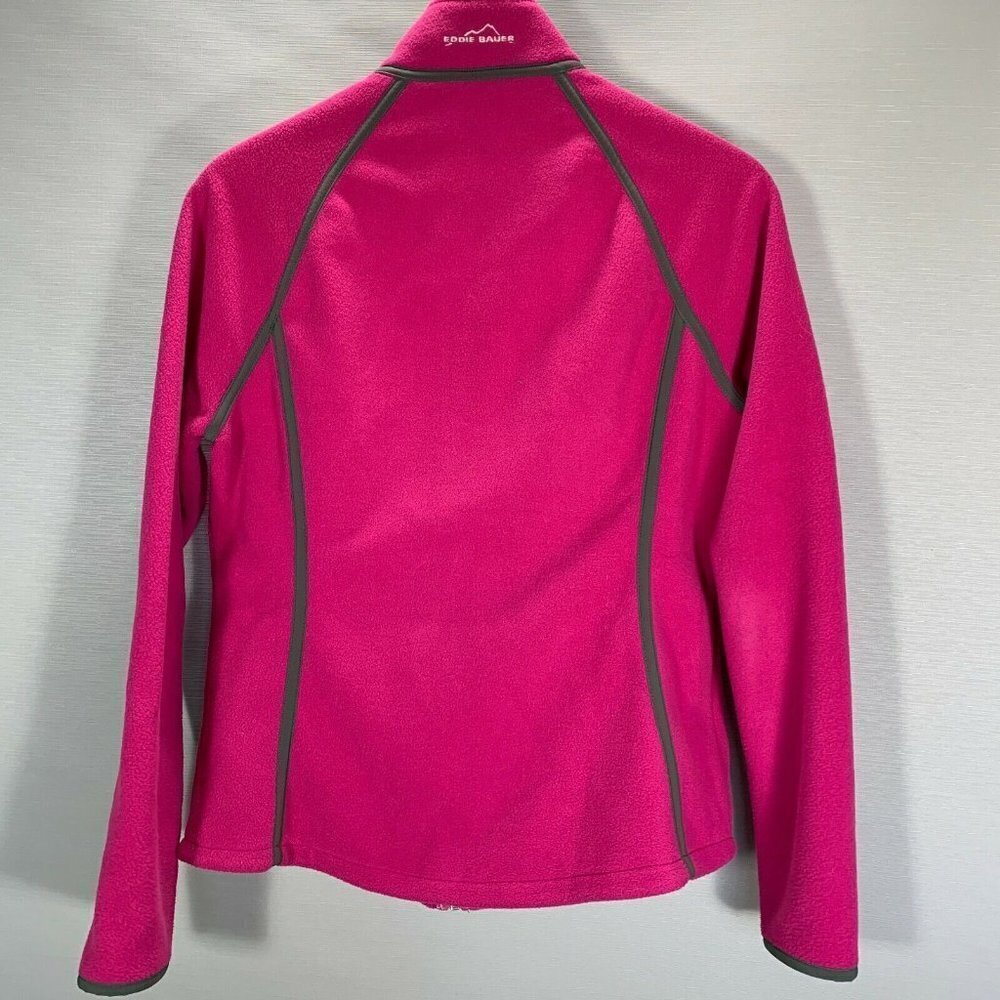 Eddie Bauer Jacket Womens Large Pink Fleece Full Zip Pockets Floral Embroidery - Picture 9 of 11